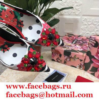 Dolce  &  Gabbana Heel 6.5cm Leather Print Slingbacks with Crystal Flower 04 2021
